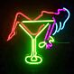 Cocktailglas Neon LED Wandlicht