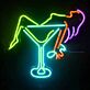 Cocktailglas Neon LED Wandlicht