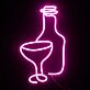 Weinflasche und Glas LED-Neonschild für Bar und Restaurant