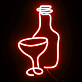 Weinflasche und Glas LED-Neonschild für Bar und Restaurant