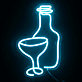Weinflasche und Glas LED-Neonschild für Bar und Restaurant