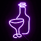 Weinflasche und Glas LED-Neonschild für Bar und Restaurant