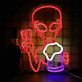 LED Neonschild Alien mit Friedenshand und Bierglas als moderne Neon Wanddekoration für Bar Partykeller Lounge oder Wohnzimmer