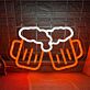 LED Neonschild mit zwei anstoßenden Bierkrügen und Schaum Motiv als dekorative Neon Wandbeleuchtung für Bar Partykeller Küche oder geselligen Wohnbereich
