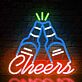 Bierflaschen beim Anstoßen LED Neonschild für Bar und Party