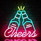 Bierflaschen beim Anstoßen LED Neonschild für Bar und Party