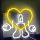 Verspieltes LED Neonschild mit Herzfigur und freundlichem Charakter als dekorative Wandbeleuchtung für Wohnzimmer Schlafzimmer oder moderne Räume