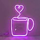 Kaffeetasse mit Herz-Dampf LED-Neonschild für Café Küche