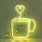 Kaffeetasse mit Herz-Dampf LED-Neonschild für Café Küche