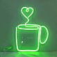 Kaffeetasse mit Herz-Dampf LED-Neonschild für Café Küche