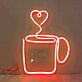 Kaffeetasse mit Herz-Dampf LED-Neonschild für Café Küche