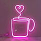 Kaffeetasse mit Herz-Dampf LED-Neonschild für Café Küche