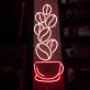 Dekoratives LED Neonschild mit Kaffeetassenmotiv und aufsteigenden Kaffeebohnen als stilvolle Wandbeleuchtung für Café Küche Bar oder moderne Gastrobereiche