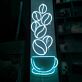 Dekoratives LED Neonschild mit Kaffeetassenmotiv und aufsteigenden Kaffeebohnen als stilvolle Wandbeleuchtung für Café Küche Bar oder moderne Gastrobereiche