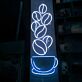 Dekoratives LED Neonschild mit Kaffeetassenmotiv und aufsteigenden Kaffeebohnen als stilvolle Wandbeleuchtung für Café Küche Bar oder moderne Gastrobereiche