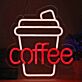 Coffee LED-Neonschild mit Kaffeebecher