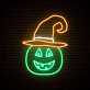 LED Neon Wanddekoration mit grinsendem Kürbis im Halloween Stil