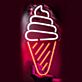 Softeis in der Waffel als LED-Neonschild