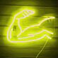 Abstraktes LED Neonschild mit stilisierter Arm und Faust Silhouette als moderne Wanddekoration für Wohnräume Studios und kreative Innenräume