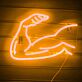Abstraktes LED Neonschild mit stilisierter Arm und Faust Silhouette als moderne Wanddekoration für Wohnräume Studios und kreative Innenräume
