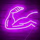 Abstraktes LED Neonschild mit stilisierter Arm und Faust Silhouette als moderne Wanddekoration für Wohnräume Studios und kreative Innenräume