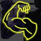 Modernes LED Neonschild mit abstraktem Arm- und Faustmotiv als stilvolle Wanddekoration für moderne Wohnräume