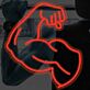 Modernes LED Neonschild mit abstraktem Arm- und Faustmotiv als stilvolle Wanddekoration für moderne Wohnräume