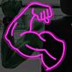 Modernes LED Neonschild mit abstraktem Arm- und Faustmotiv als stilvolle Wanddekoration für moderne Wohnräume