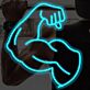 Modernes LED Neonschild mit abstraktem Arm- und Faustmotiv als stilvolle Wanddekoration für moderne Wohnräume