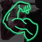Modernes LED Neonschild mit abstraktem Arm- und Faustmotiv als stilvolle Wanddekoration für moderne Wohnräume