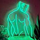 Modernes LED Neonschild mit abstraktem männlichem Oberkörper als stilvolle Wanddekoration