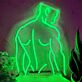 Modernes LED Neonschild mit abstraktem männlichem Oberkörper als stilvolle Wanddekoration