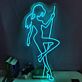 Modernes LED Neonschild mit abstraktem Frauenmotiv als dekorative Wandbeleuchtung