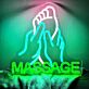 LED Neonschild Massage mit Hand Motiv für Spa Studio und Wanddekoration