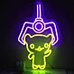 LED Neonschild mit niedlicher Figur unter Greifarm im Arcade Stil als verspielte Wanddekoration für Gaming Zimmer Wohnzimmer oder Geschenkidee