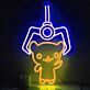 LED Neonschild mit niedlicher Figur unter Greifarm im Arcade Stil als verspielte Wanddekoration für Gaming Zimmer Wohnzimmer oder Geschenkidee