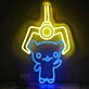 LED Neonschild mit niedlicher Figur unter Greifarm im Arcade Stil als verspielte Wanddekoration für Gaming Zimmer Wohnzimmer oder Geschenkidee