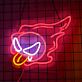 LED Neonschild mit frechem Halloween Geist und herausgestreckter Zunge als verspielte Wanddekoration für Herbst und Halloween Party