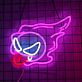 LED Neonschild mit frechem Halloween Geist und herausgestreckter Zunge als verspielte Wanddekoration für Herbst und Halloween Party