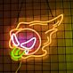 LED Neonschild mit frechem Halloween Geist und herausgestreckter Zunge als verspielte Wanddekoration für Herbst und Halloween Party
