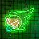 LED Neonschild mit frechem Halloween Geist und herausgestreckter Zunge als verspielte Wanddekoration für Herbst und Halloween Party