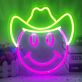 Cowboy-Smiley LED-Neonschild für Wohnzimmer Bar