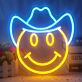 Cowboy-Smiley LED-Neonschild für Wohnzimmer Bar