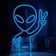 Alien mit Peace Handzeichen LED-Neonschild für Gaming Zimmer