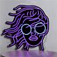 Abstraktes LED Neonschild mit stilisierter Frauenfigur und runder Sonnenbrillenform als modernes Wandkunstobjekt für zeitgemäße Innenräume