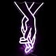 Abstraktes LED Neonschild mit stilisierter menschlicher Figur in grafischer Linienkunst als moderne Wanddekoration für zeitgenössische Innenräume