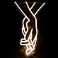 Abstraktes LED Neonschild mit stilisierter menschlicher Figur in grafischer Linienkunst als moderne Wanddekoration für zeitgenössische Innenräume