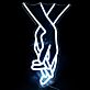 Abstraktes LED Neonschild mit stilisierter menschlicher Figur in grafischer Linienkunst als moderne Wanddekoration für zeitgenössische Innenräume