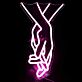 Abstraktes LED Neonschild mit stilisierter menschlicher Figur in grafischer Linienkunst als moderne Wanddekoration für zeitgenössische Innenräume