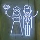 Romantisches LED Neonschild mit stilisierter Braut und Bräutigam Illustration als dekorative Hochzeitsbeleuchtung für besondere Momente